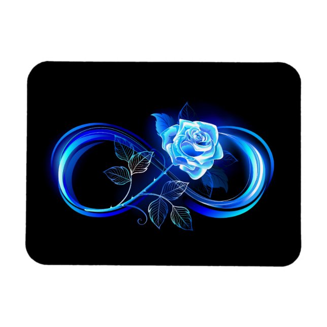 Glowing infinity with blue rose magnet (Horizontal)