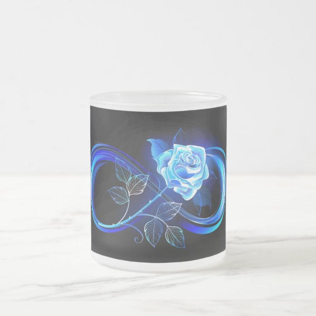 Glowing infinity with blue rose mattglastasse (Mittel)