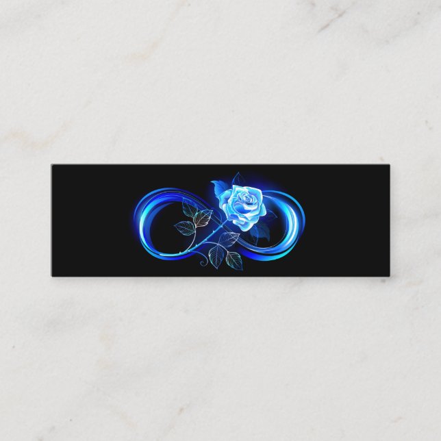 Glowing infinity with blue rose mini visitenkarte (Vorderseite)