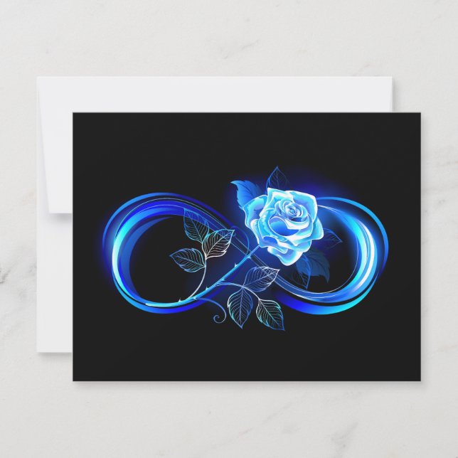 Glowing infinity with blue rose mitteilungskarte (Vorderseite)