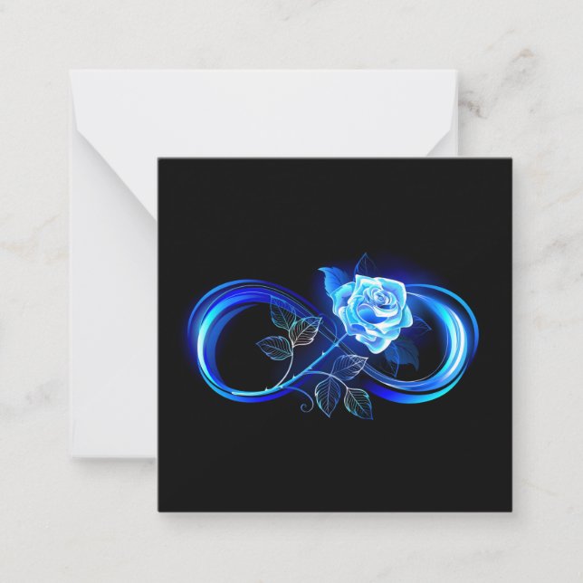Glowing infinity with blue rose mitteilungskarte (Vorderseite)