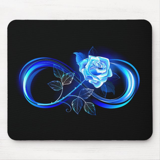 Glowing infinity with blue rose mousepad (Vorne)