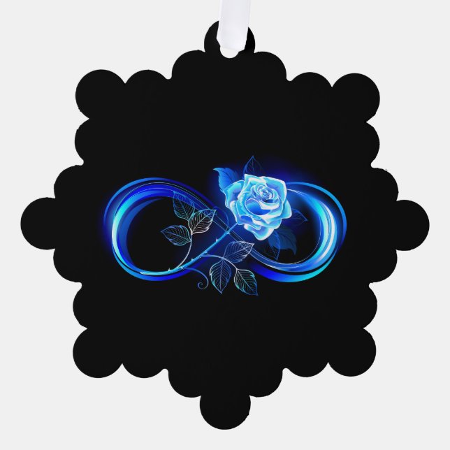 Glowing infinity with blue rose ornament karte (Vorderseite)