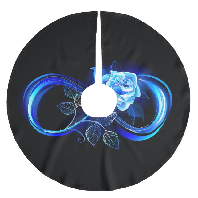 Glowing infinity with blue rose polyester weihnachtsbaumdecke (Vorderseite)