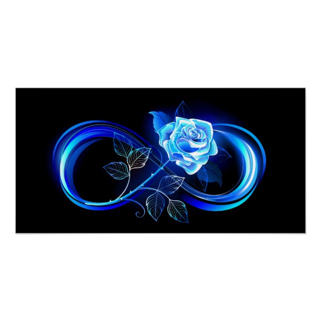 Glowing infinity with blue rose poster (Vorderseite)