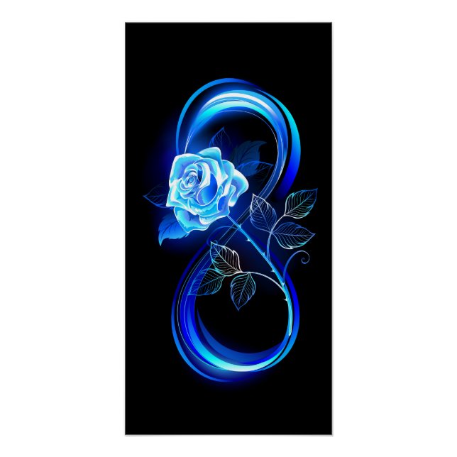 Glowing infinity with blue rose poster (Vorderseite)