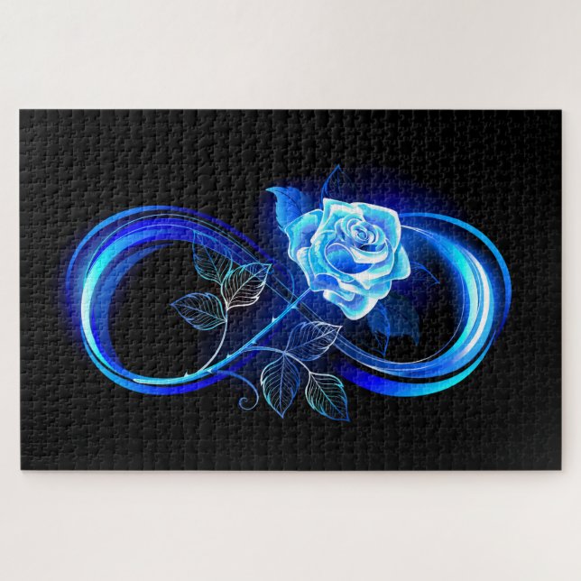 Glowing infinity with blue rose puzzle (Horizontal)