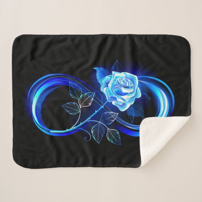 Glowing infinity with blue rose sherpadecke (Vorderseite (Horizontal))