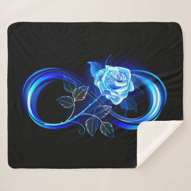 Glowing infinity with blue rose sherpadecke (Vorderseite (Horizontal))