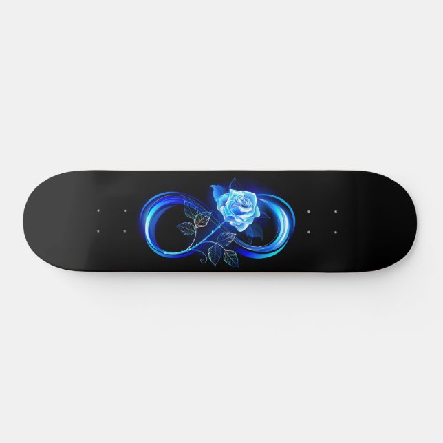 Glowing infinity with blue rose skateboard (Horizontal)