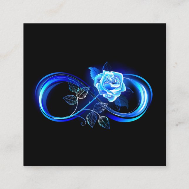 Glowing infinity with blue rose telefonnummerkarte (Vorderseite)