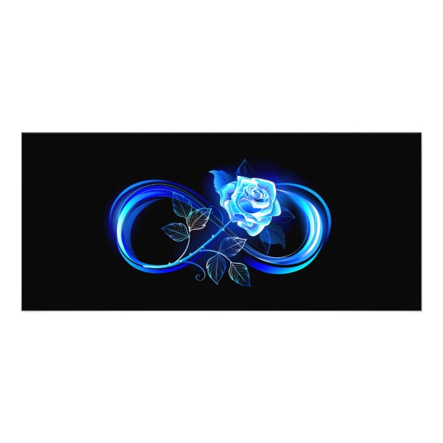 Glowing infinity with blue rose werbekarte (Vorne)
