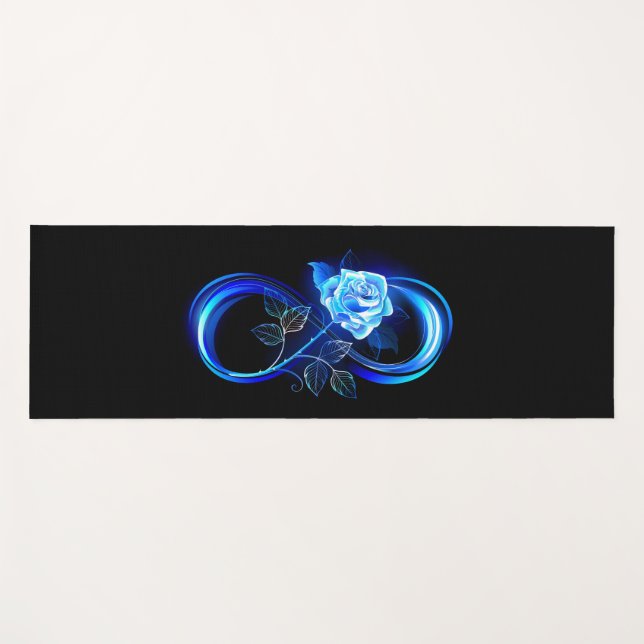 Glowing infinity with blue rose yogamatte (Vorderseite (Horizontal))
