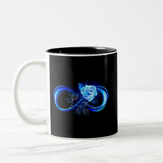 Glowing infinity with blue rose zweifarbige tasse (Links)