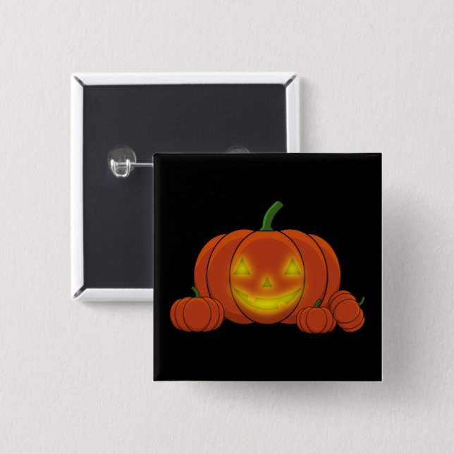 Glowing Jack-o'-Lantern Pumpkin Button (Vorne & Hinten)