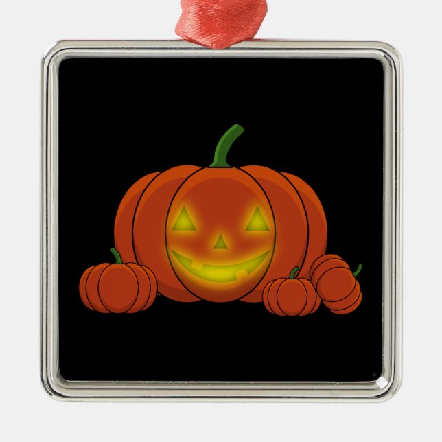 Glowing Jack-o'-Lantern Pumpkin Ornament Aus Metall (Vorne)