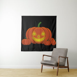 Glowing Jack-o'-Lantern Pumpkin Wandteppich