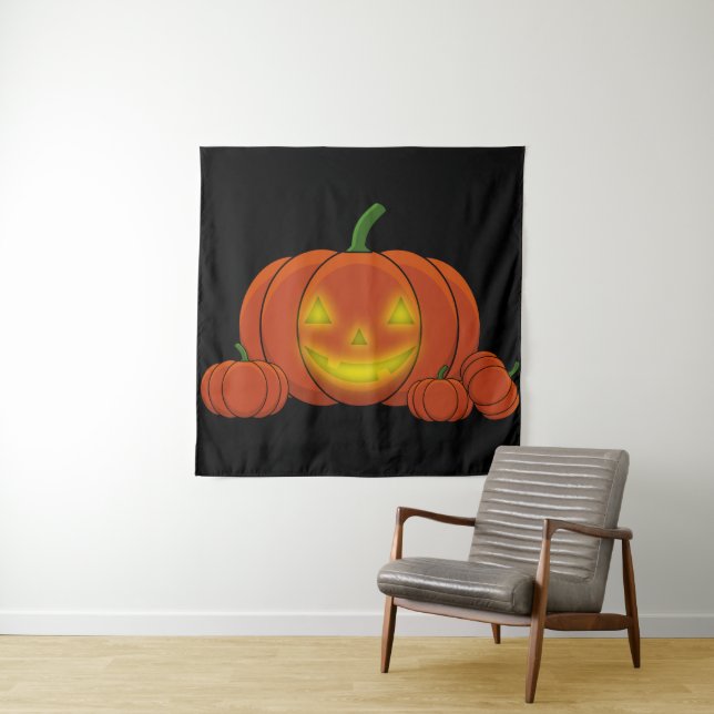 Glowing Jack-o'-Lantern Pumpkin Wandteppich (Beispiel)