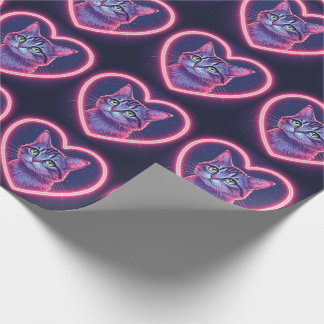 Glowing Kitty Love Art | Romantic Pet Lover Gift Geschenkpapier