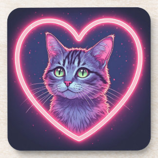 Glowing Kitty Love Art | Romantic Pet Lover Gift Getränkeuntersetzer