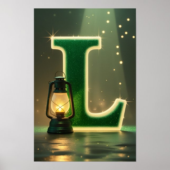 Glowing Letter L Wall Art for Kids Rooms  Poster (Vorne)