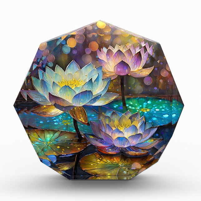 Glowing Lotus Flowers Trio Fotoblock (Vorderseite)