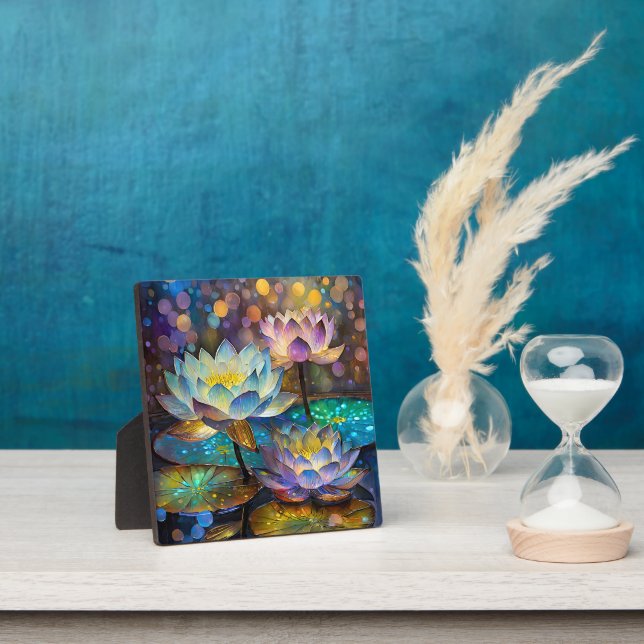 Glowing Lotus Flowers Trio Fotoplatte (InSitu)