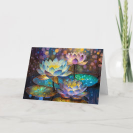 Glowing Lotus Flowers Trio Karte