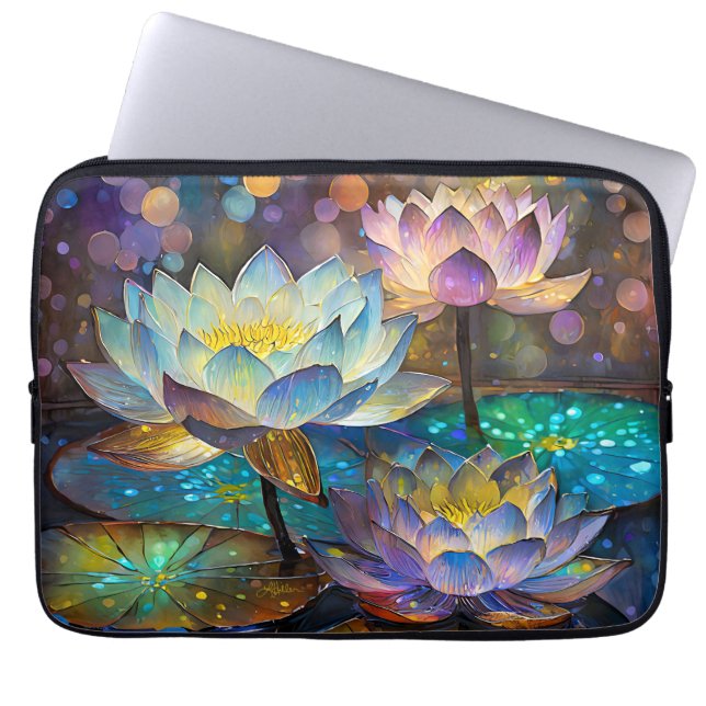 Glowing Lotus Flowers Trio Laptopschutzhülle (Vorderseite)
