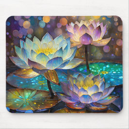Glowing Lotus Flowers Trio Mousepad