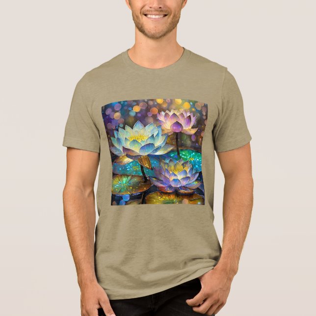 Glowing Lotus Flowers Trio Tri-Blend Shirt (Vorderseite)