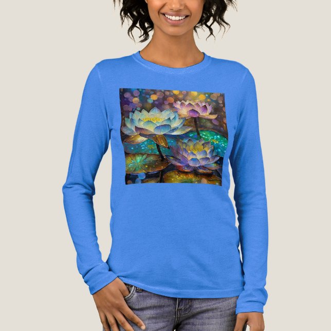 Glowing Lotus Flowers Trio Tri-Blend Shirt (Vorderseite)