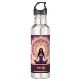 Glowing Mandala Meditation Woman Custom Name Edelstahlflasche