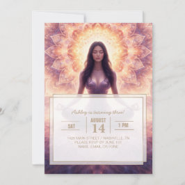 Glowing Mandala Meditation Woman Custom Name Einladung