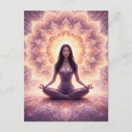 Glowing Mandala Meditation Woman Custom Name Postkarte