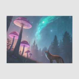 Glowing Mushroom Forest Fox Fantasy Art Seidenpapier