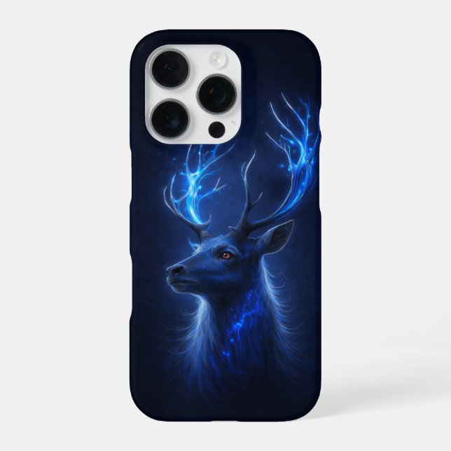 Glowing Mystic Deer iPhone 16 Pro Case Fantasy Art Hülle (Rückseite)