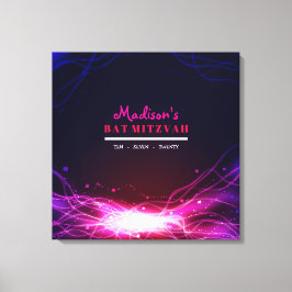 GLOWING NEON STAR Bat Mitzvah Sign in Memory Board Leinwanddruck