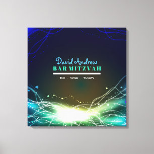 GLOWING NEON STAR Bat Mitzvah Sign in Memory Board Leinwanddruck