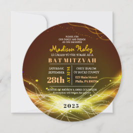GLOWING NEON STARS Bat Mitzvah Einladung GOLD