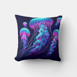 Glowing Ocean: Jellyfish Inspired Throw Pillows Kissen