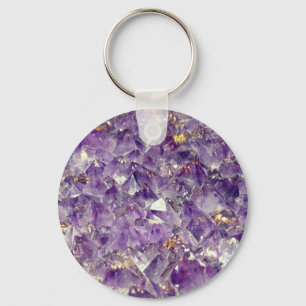 Glowing purple amethyst crystal keychain schlüsselanhänger
