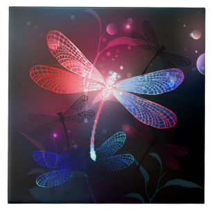 Glowing red dragonfly fliese
