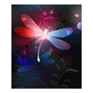 Glowing red dragonfly fotodruck