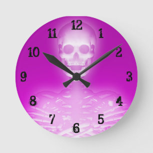 Glowing Skeleton: Wall Clock Runde Wanduhr