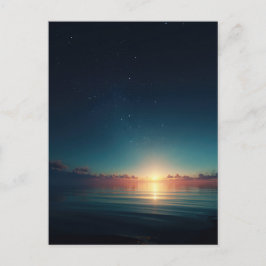 Glowing Starry Night Ocean Sunrise Postkarte
