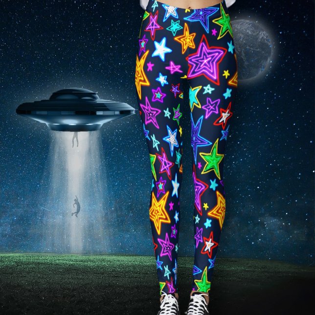 Glowing Stars Muster Dunkelblau Leggings (Von Creator hochgeladen)