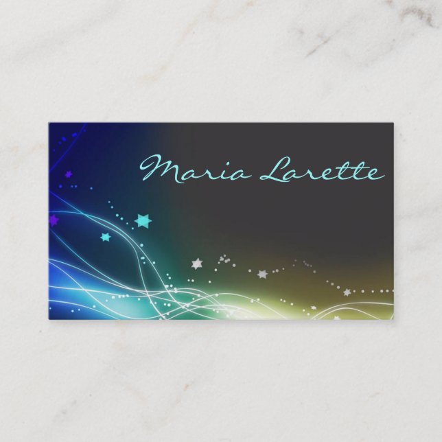 GLOWING STARS Party Planer Künstlerdesignerkarte Visitenkarte (Vorderseite)