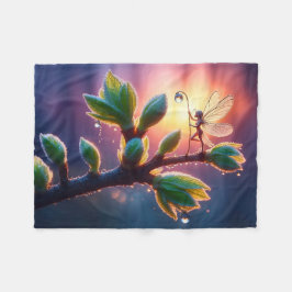 Glowing sunrise background with winged creature fleecedecke