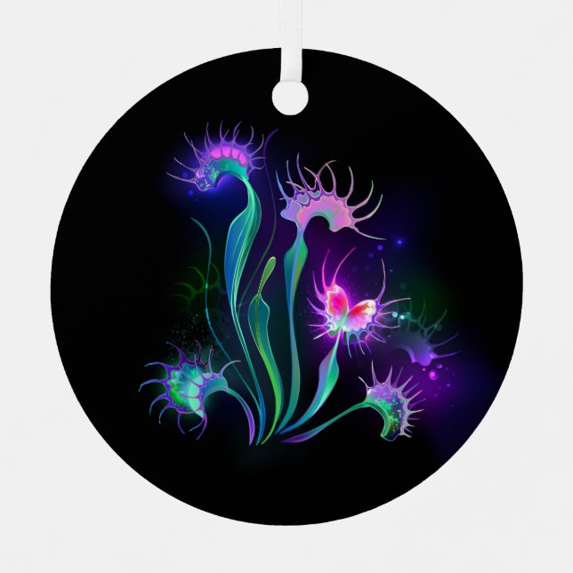 Glowing Venus Flytrap Ornament Aus Metall (Vorderseite)